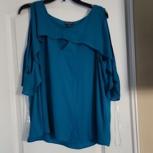 BOLD elements Teal Ruffle Blouse